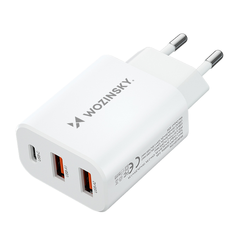 Wozinsky CWCUCW 30W USB-C / 2 x USB-A įkroviklis - Baltas