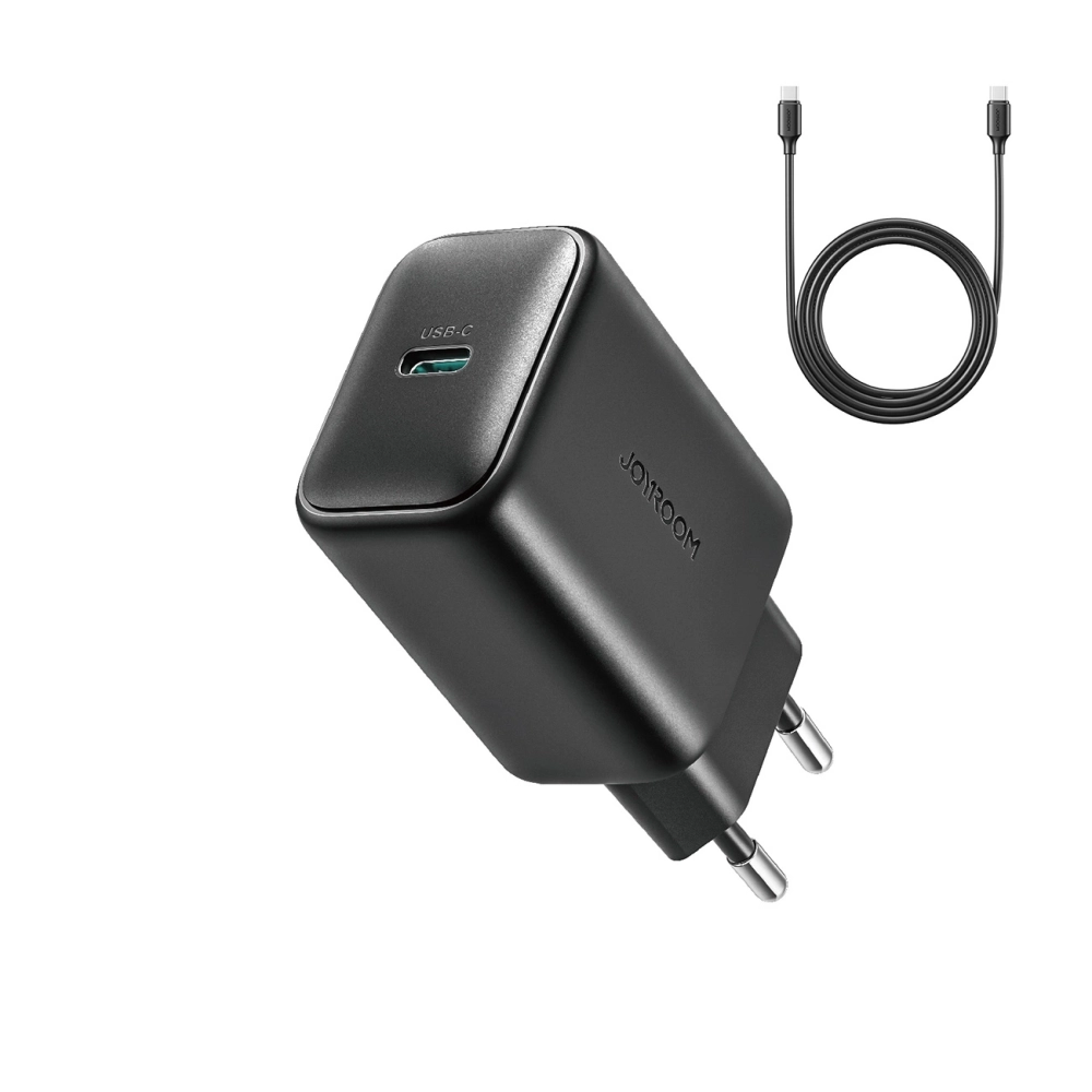 Joyroom JR-TCF23 USB-C įkroviklis 25W SFC / PPS / PD juodas + Type-C laidas 1m
