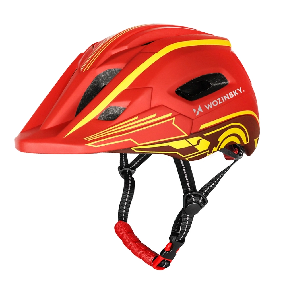 Wozinsky Kids\' Full Face Bike Helmet with USB Rear Light S, Red and Yellow