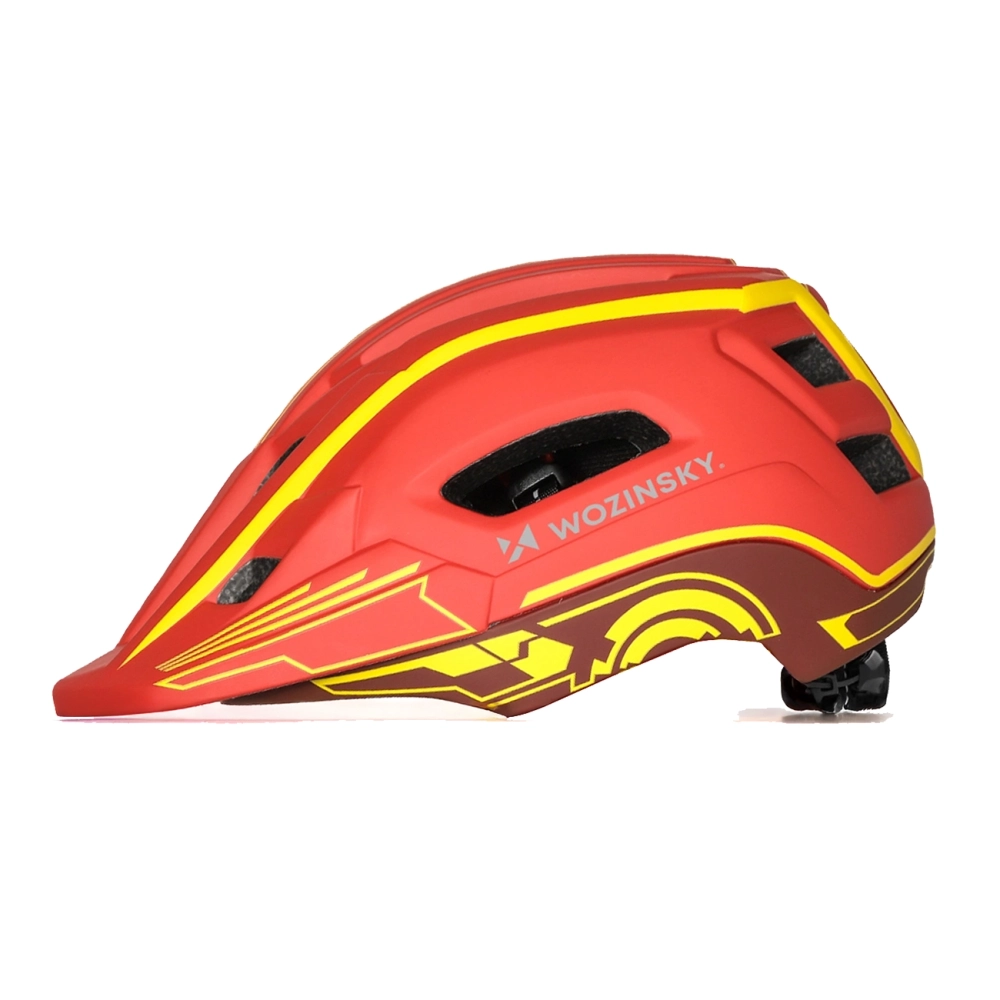 Wozinsky Kids\' Full Face Bike Helmet with USB Rear Light S, Red and Yellow