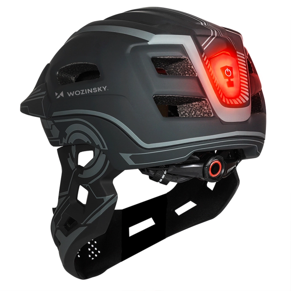 Wozinsky HT-27S Kids\' Full Face Bike Helmet with USB LED Light S - Gray