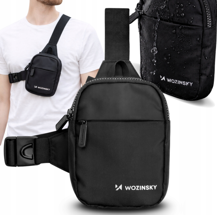 Wozinsky WMS-W1 mini krepšys per petį / juosmens krepšys, juodas