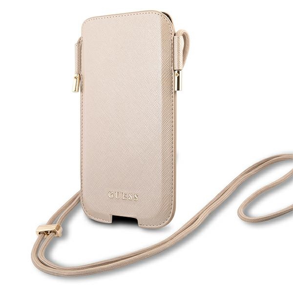 Smartphone Handbag Guess GUHCP12LSAPSLG 6.7" Gold Saffiano
