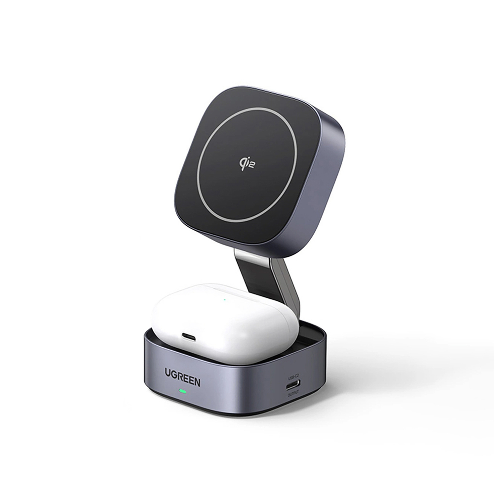 Ugreen W702 „trys viename“ belaidis įkroviklis su MagSafe ir Qi2, juodas