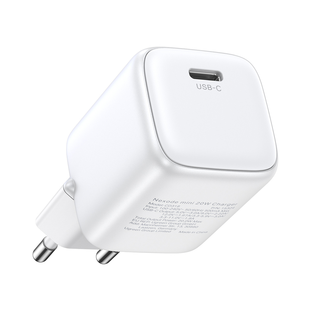 Ugreen Nexode mini CD318 GaN 20W USB-C Wall Charger PD 3.0 / QC 4.0, White
