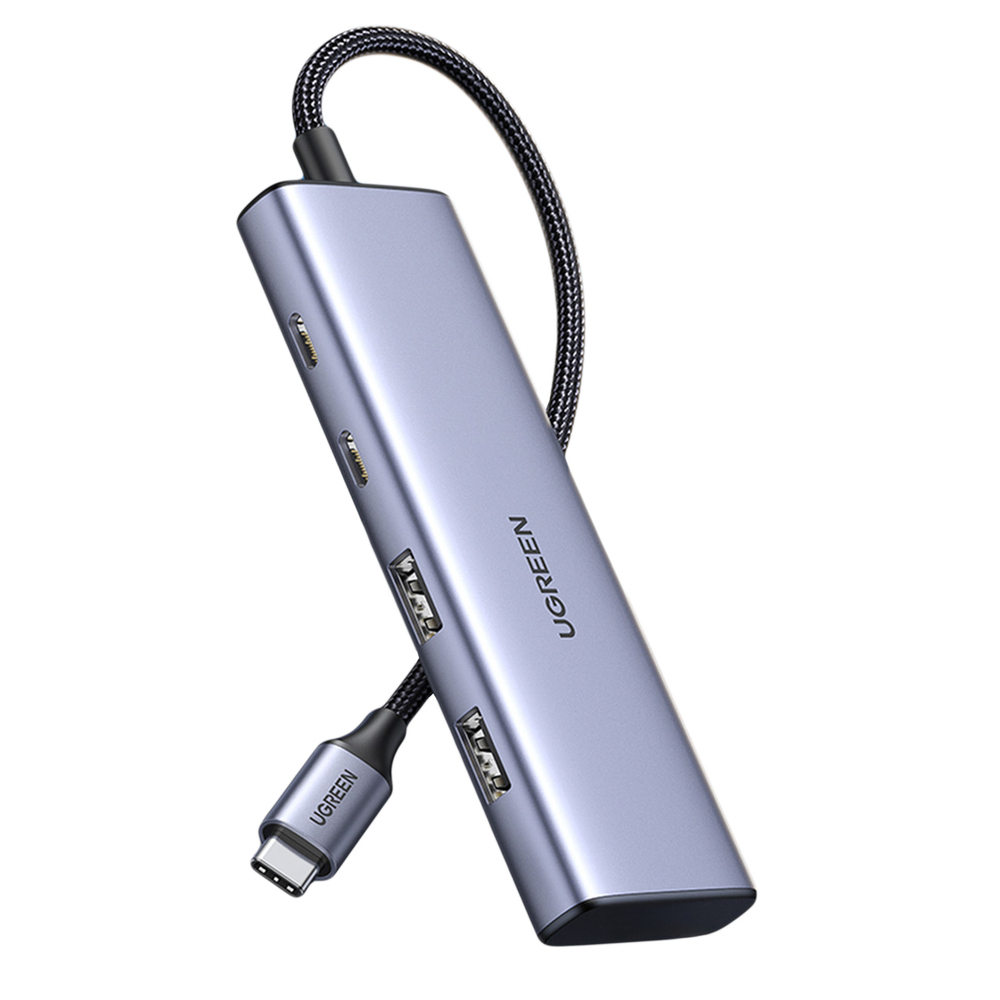Ugreen CM473 USB-C šakotuvas (2x USB-A / 2x USB-C, 20cm), pilkas