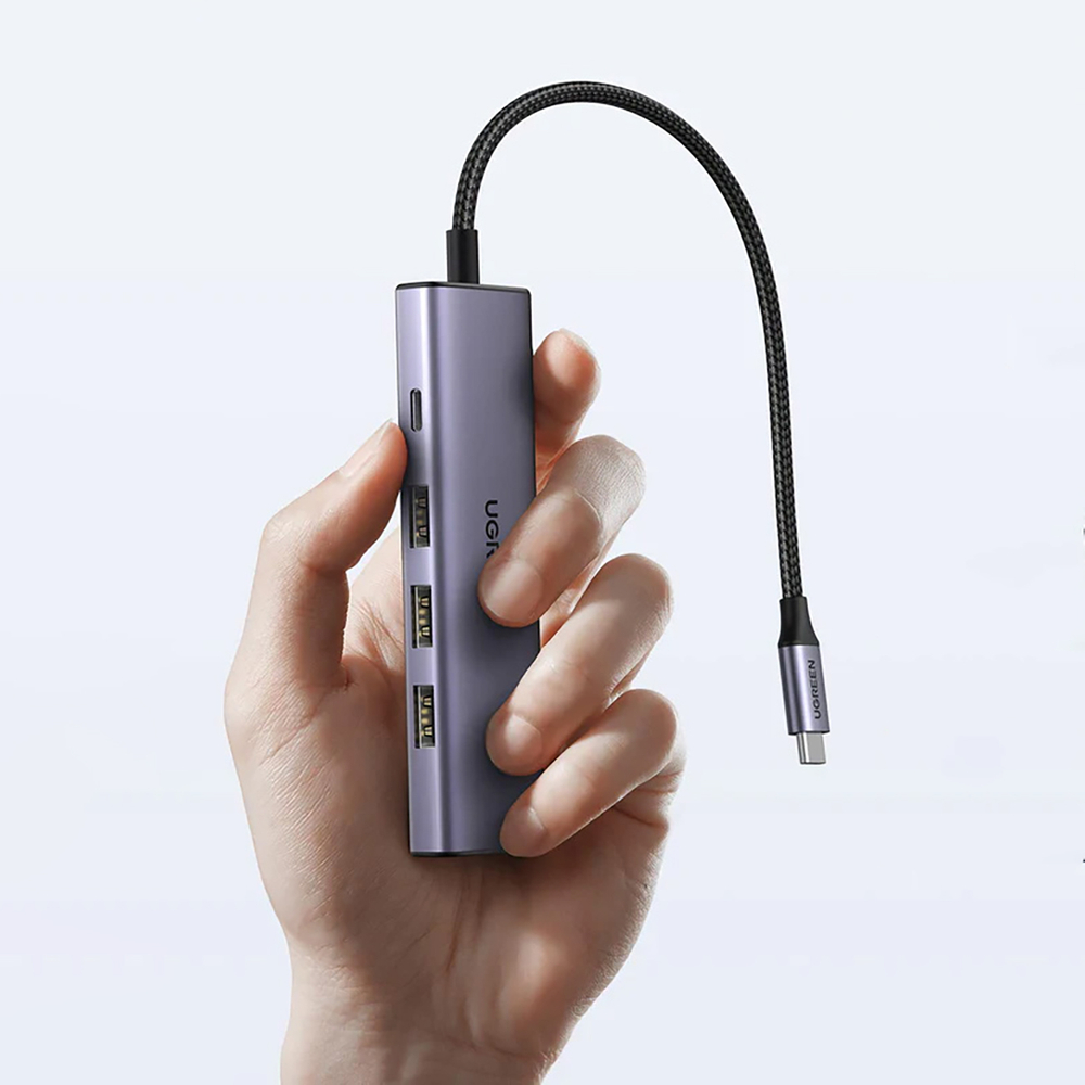 Ugreen CM511 5-in-1 USB-C Hub - HDMI, 3x USB 3.0, PD - Gray