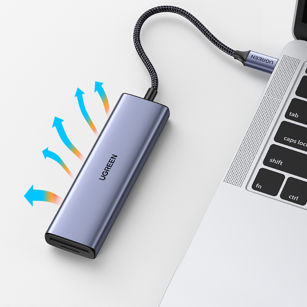 Ugreen CM511 6-in-1 USB-C šakotuvas (HDMI, 3x USB 3.0, SD/TF) - pilkas