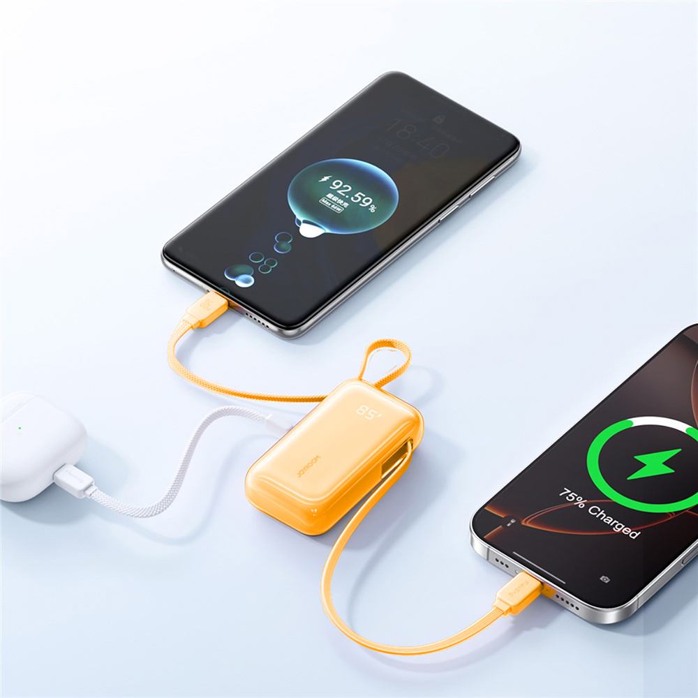 Joyroom JR-PR2 35W 10000mAh Power Bank with USB-C & Lightning Cables - Orange