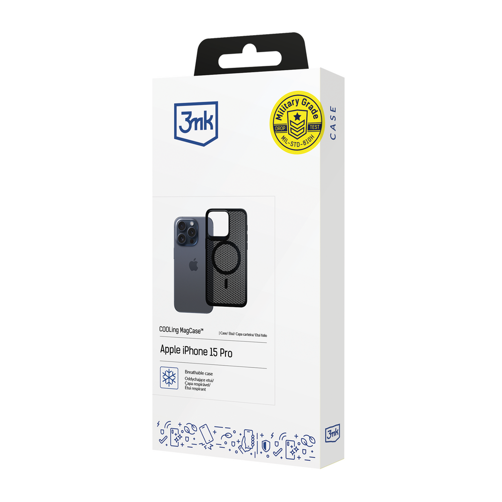 3MK COOLing MagCase dėklas iPhone 15 Pro telefonui, juodas