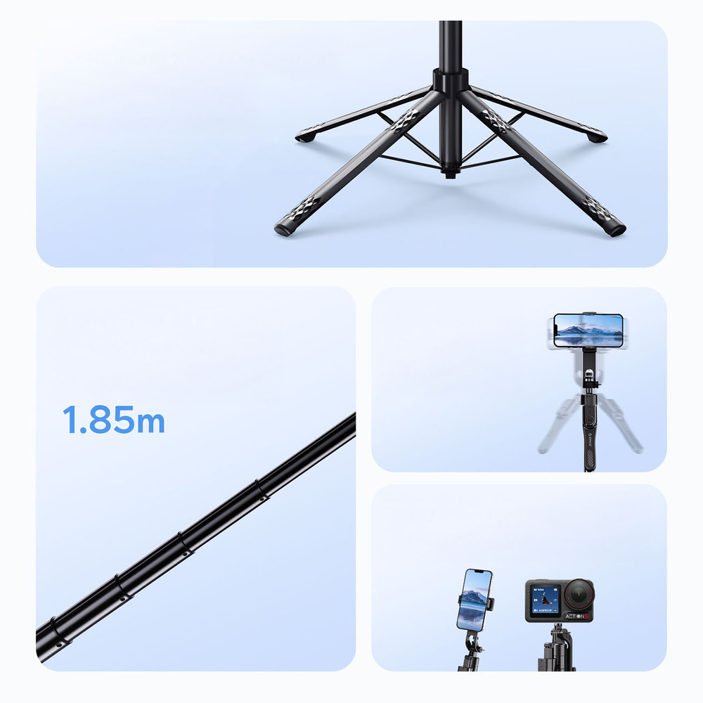 Orico SPN185 asmenukių lazda-trikojis su 1/4\" sriegiu ir Bluetooth 5.2, juoda