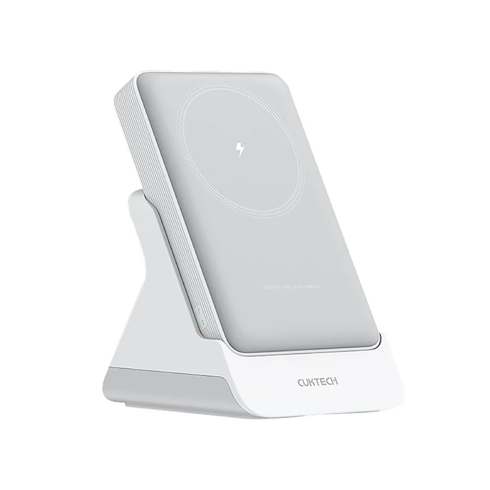 Cuktech WPB100N 10000mAh magnetinė išorinė baterija su stovu, 20W, balta