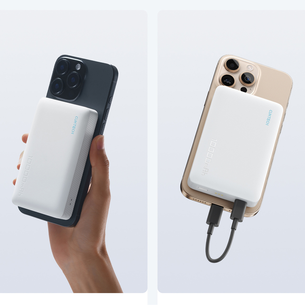 Cuktech WPB100N 10000mAh magnetinė išorinė baterija su stovu, 20W, balta