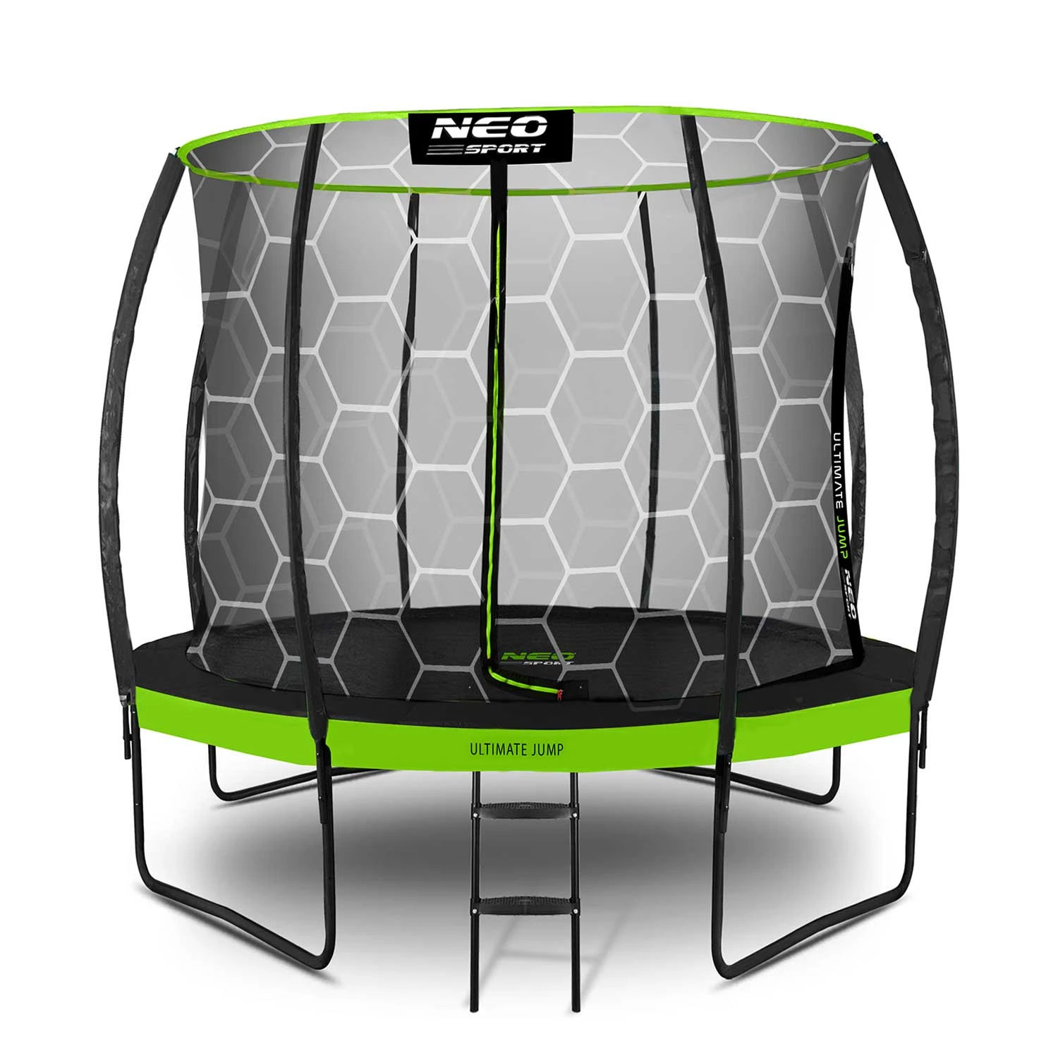 Neo-Sport NS-08C221 sodo batutas su vidiniu tinklu 252 cm (8ft), juodas/žalias
