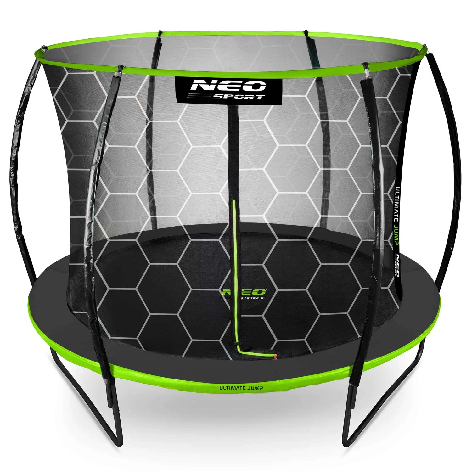 Neo-Sport NS-08C221 sodo batutas su vidiniu tinklu 252 cm (8ft), juodas/žalias