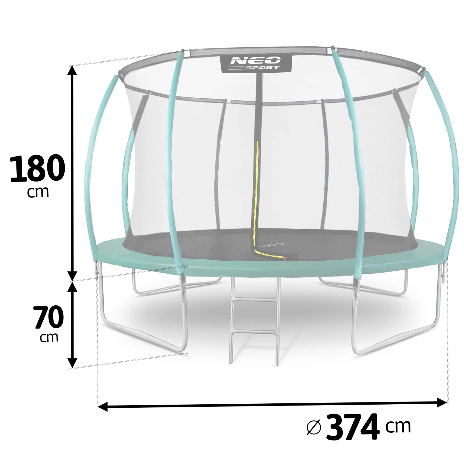 Neo-Sport Garden Trampoline with Inner Net 374 cm (12ft), Green