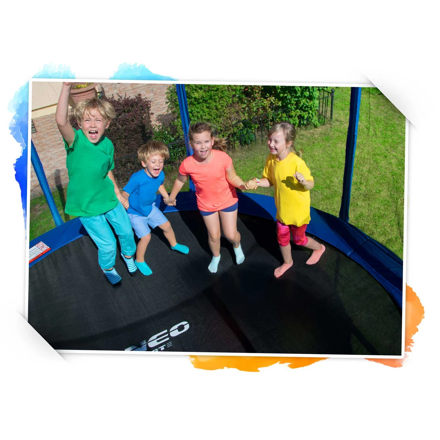 Neo-Sport NS-08C201 sodo batutas su vidiniu tinklu 252 cm (8ft), oranžinis