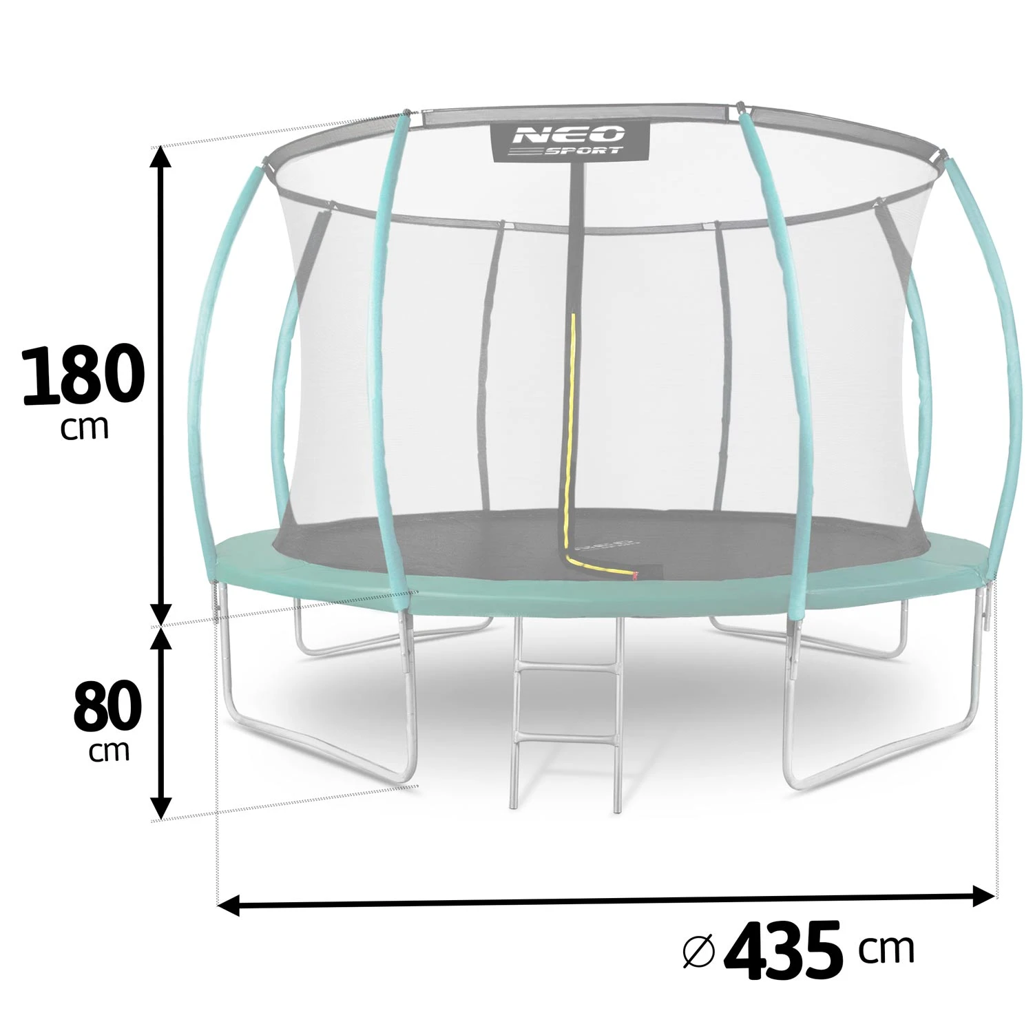 Neo-Sport NS-14C181 sodo batutas 435 cm (14ft) su vidiniu tinklu, žalias