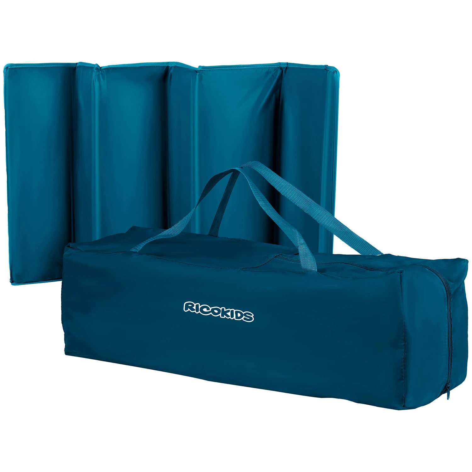 Ricokids RK-240 kelioninė lovelė su čiužiniu ir krepšiu, 125x65x78 cm, tamsiai mėlyna