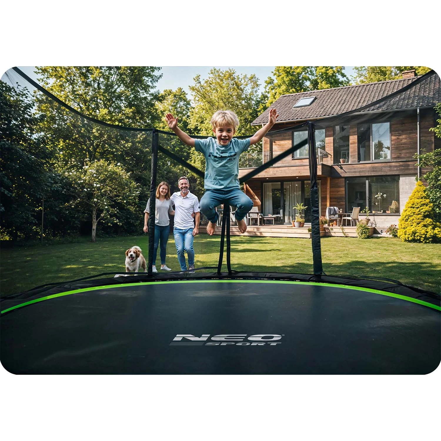 Neo-Sport NS-14Z231 Garden Trampoline with Outer Net and Ladder, 435 cm