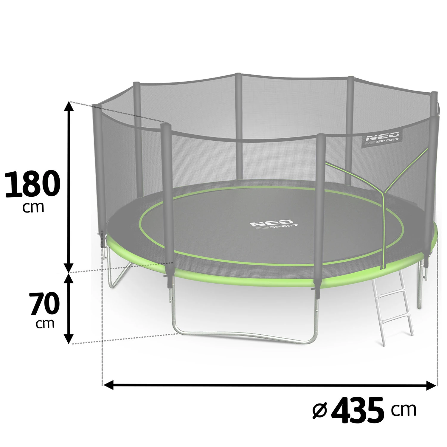 Neo-Sport NS-14Z231 Garden Trampoline with Outer Net and Ladder, 435 cm