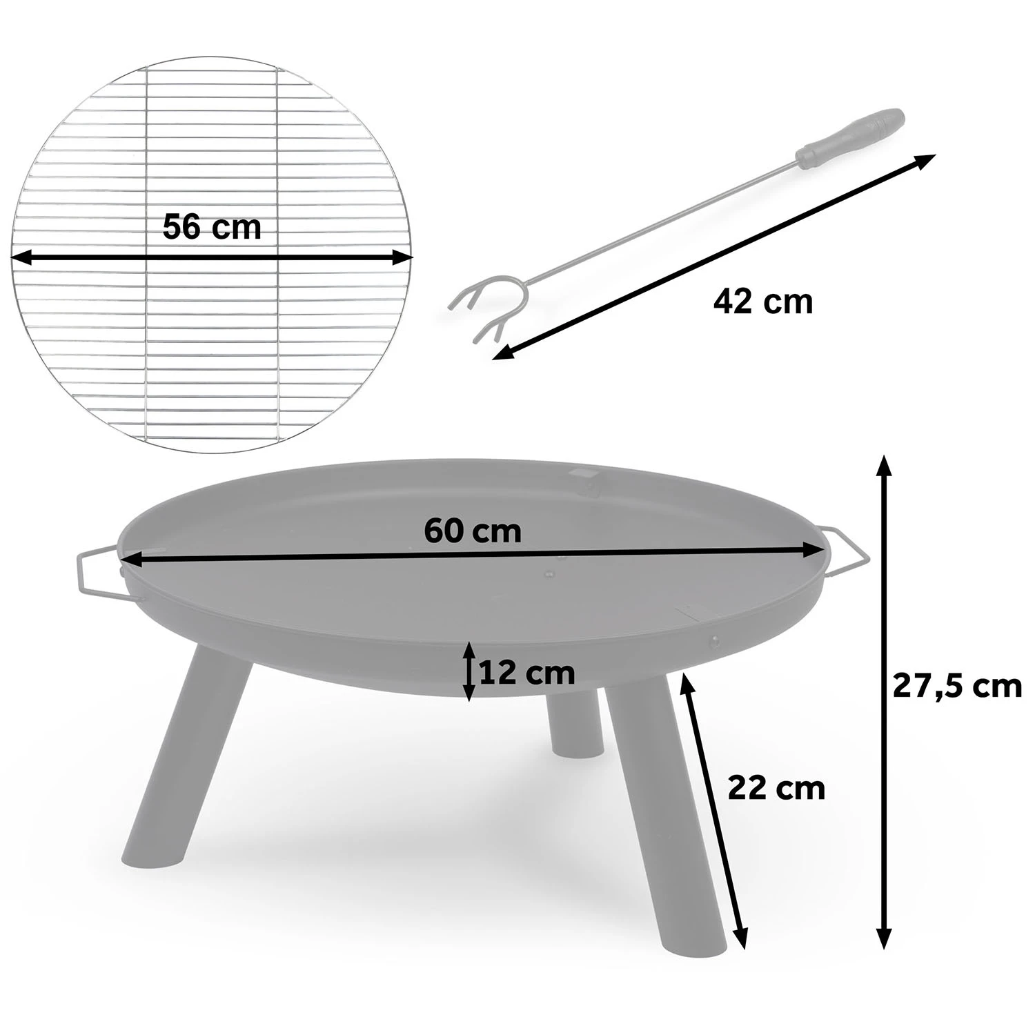 Berdsen BD-881 Garden Fire Pit with Grate 60 cm Black