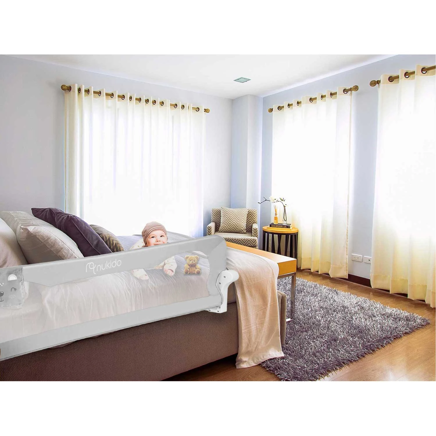 Nukido apsauginis lovos barjeras 150x42x35 cm, pilkas