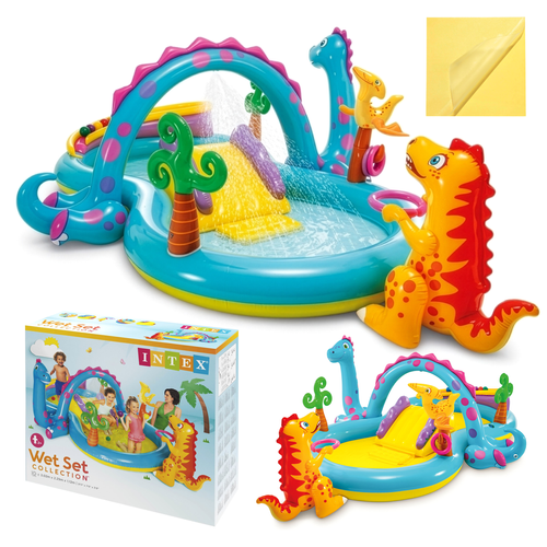 Pripučiama vandens žaidimų aikštelė Intex Dinoland 57135 su čiuožykla