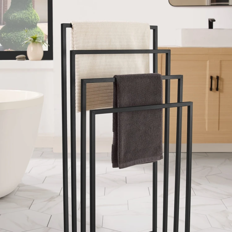 Free-Standing 4-Tier Towel Rack, Matte Black