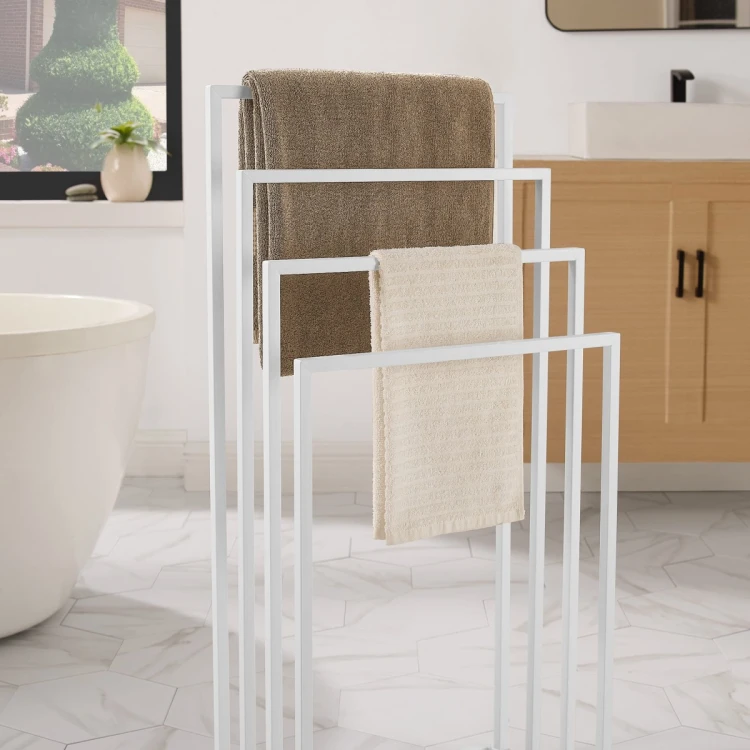 Leobert Freestanding Towel Stand, 4 Tiers, White