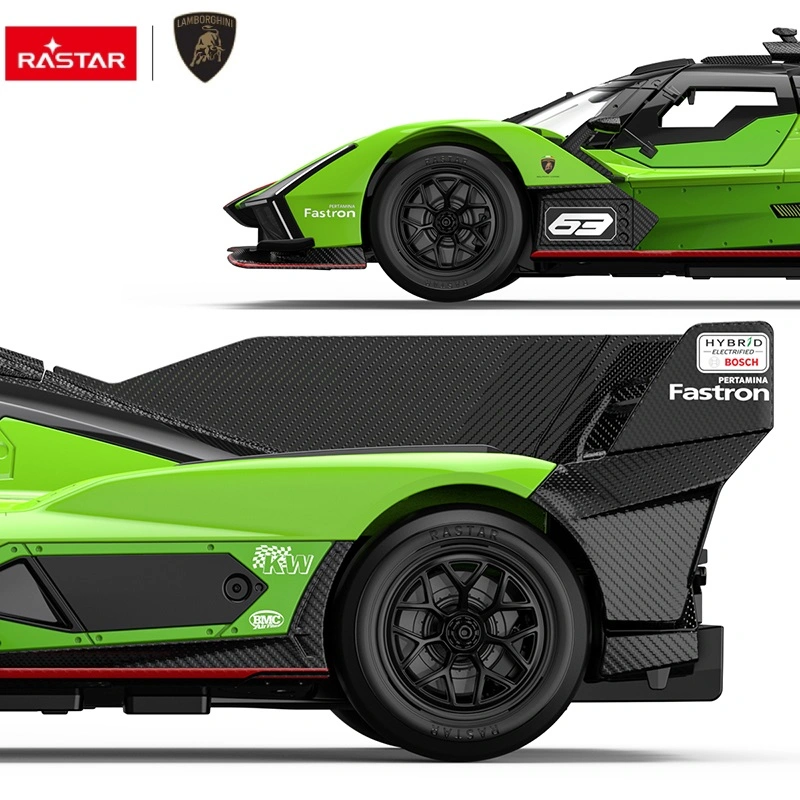 Rastar Lamborghini SC63 LMDH RC radijo bangomis valdomas automobilis 1:14, juodas/žalias