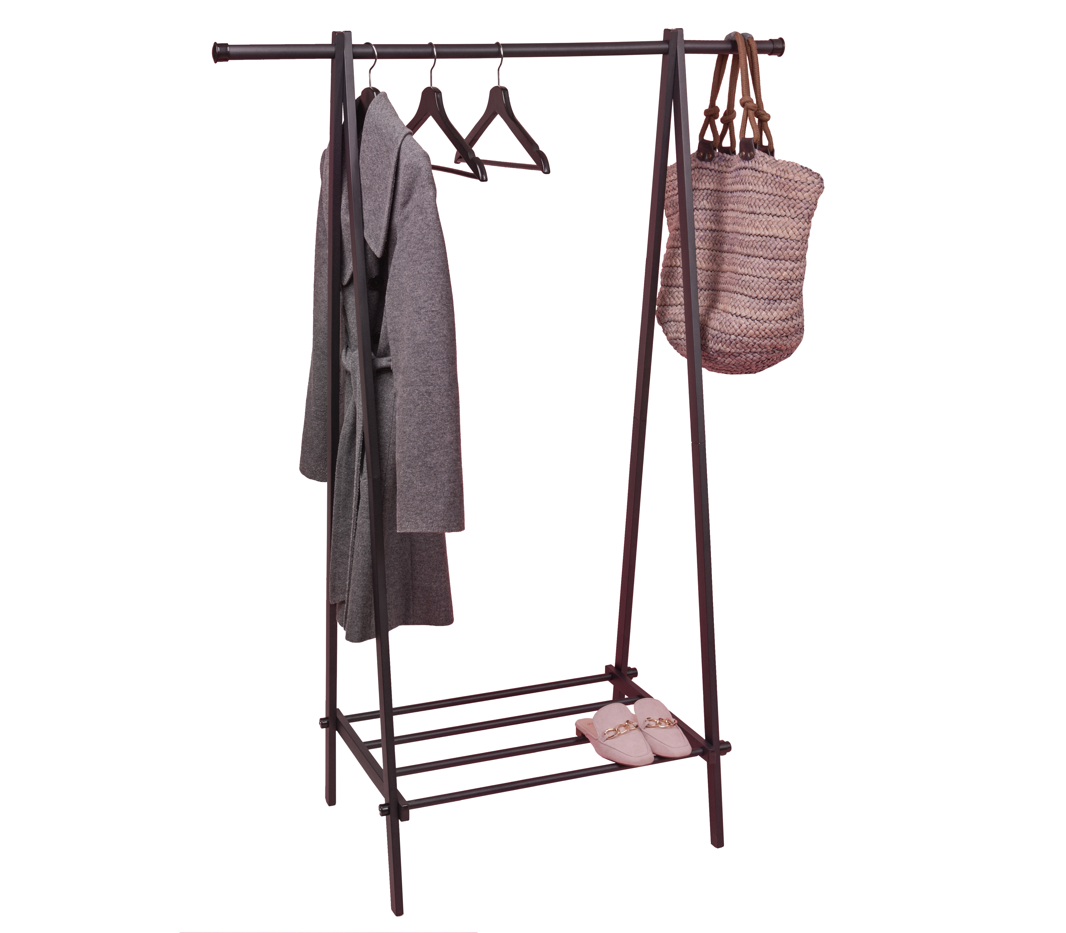 Laisvai pastatoma drabužių kabykla su lentyna Modernhome YLT-0311E, juoda