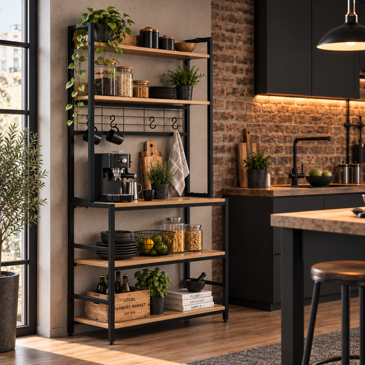 Virtuvinė lentyna ModernHome 84 cm, 6 lygiai, su kabliukais