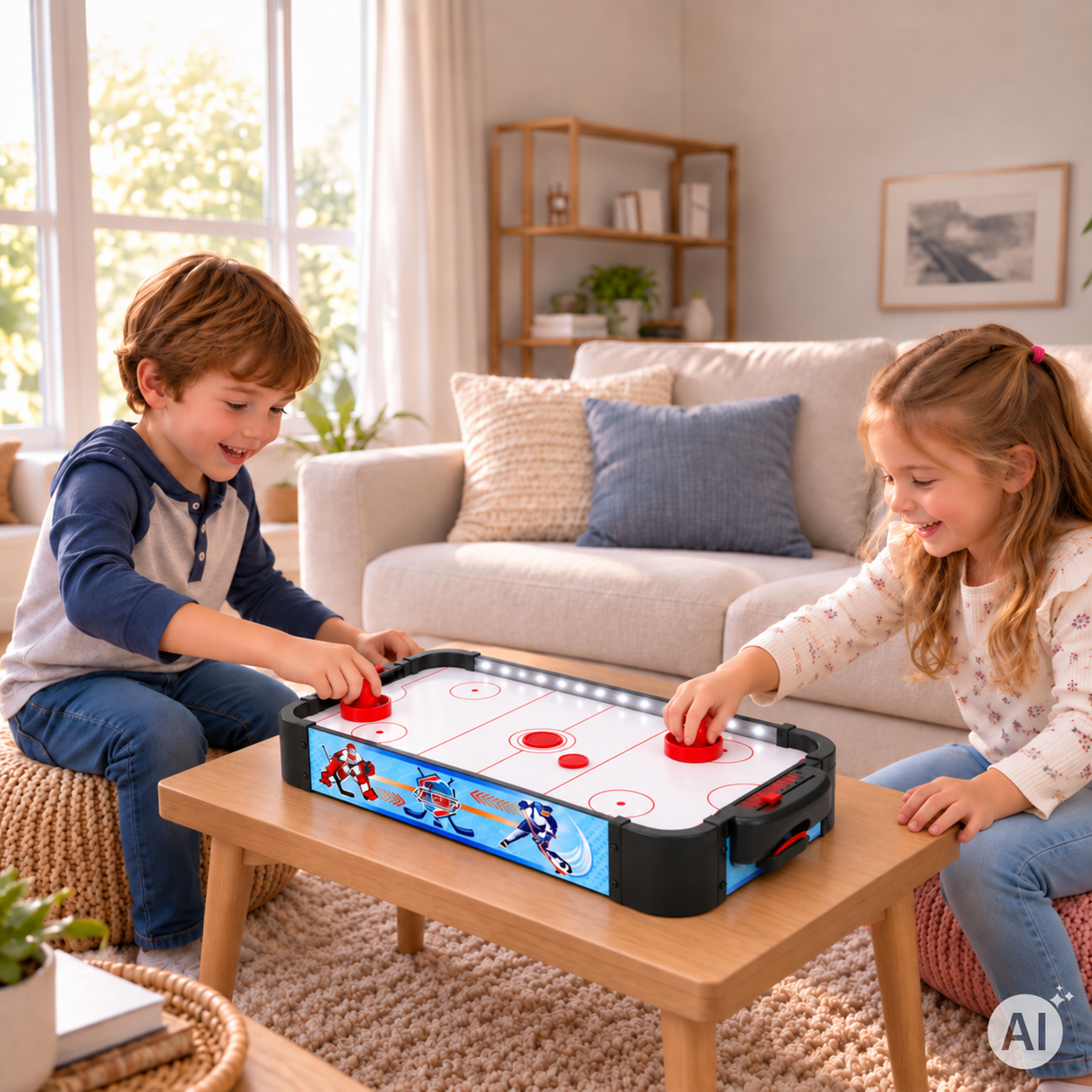 Vaikiškas oro ritulio stalas ECOTOYS 58 cm su LED apšvietimu