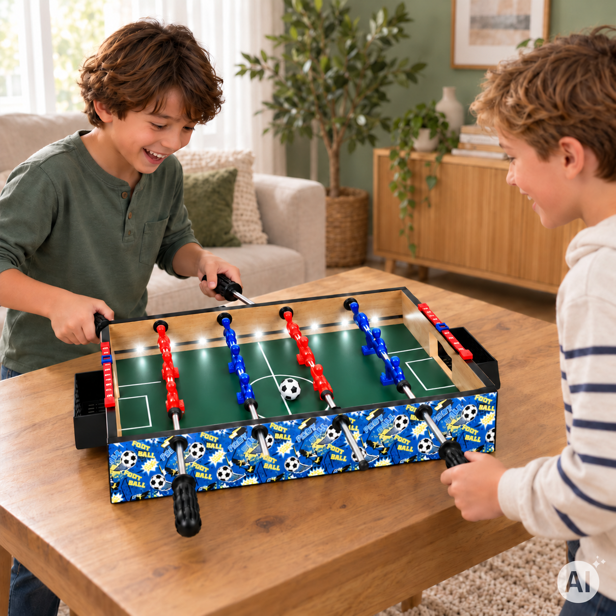 Vaikiškas stalo futbolas ECOTOYS mini 50x30 cm su LED apšvietimu