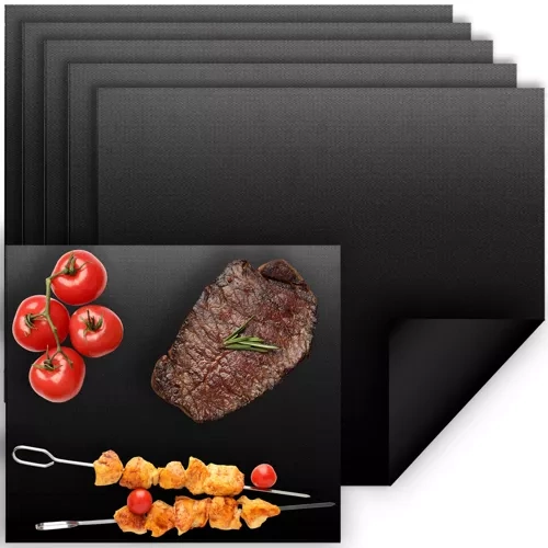 Ruhhy 00023471 Grill and Oven Mats, 5 pcs, 33x40 cm, Black