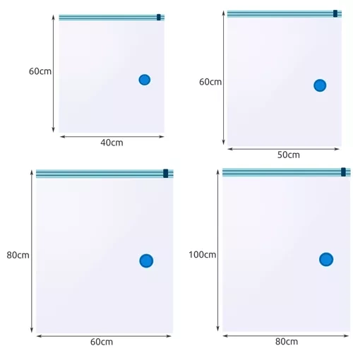 Ruhhy Vacuum Storage Bags Set, 10 pcs, Mixed Sizes, Transparent/Blue