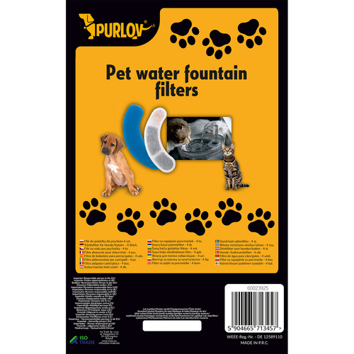 Purlov 23925 Pet Drinking Bowl Filter, 4 Pcs