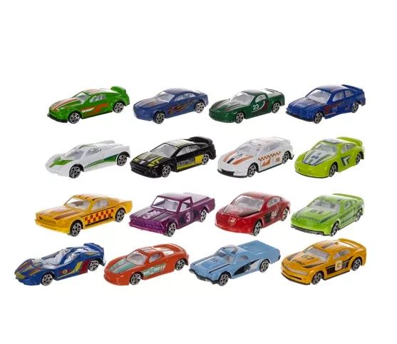 Kruzzel 20352 Metal Toy Car Set 1:64, 16 pcs