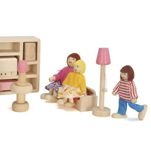 Kruzzel 19764 Wooden Doll Family for Dollhouse, 7 pcs