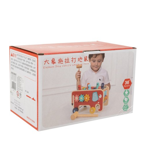 Kruzzel 4-in-1 Wooden Elephant Hammer Toy with Educational Games