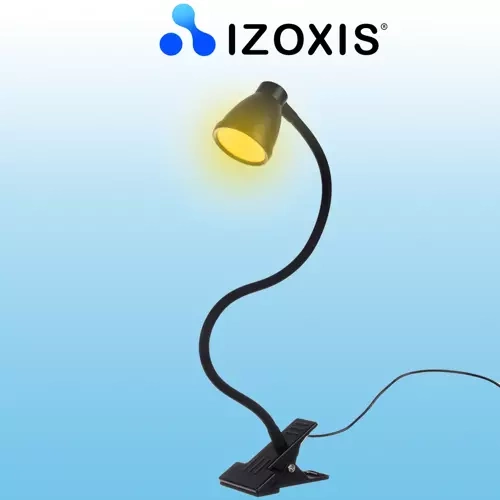 Izoxis 00019454 Desk Lamp with Clip and Base, Black