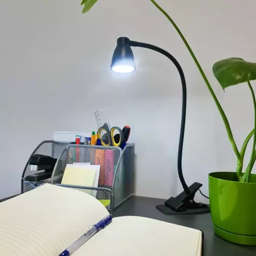 Izoxis 00019454 Desk Lamp with Clip and Base, Black