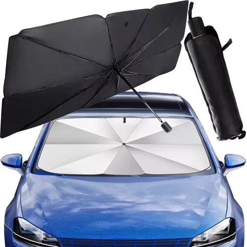 Xtrobb 00023771 Car Windshield Sunshade Umbrella, 132x76 cm, Black/Silver