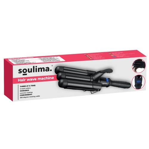 Soulima 00019389 3-Barrel Hair Waver, Black