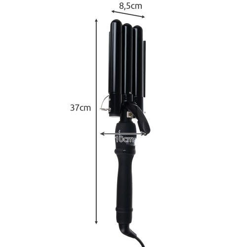 Soulima 00019389 3-Barrel Hair Waver, Black