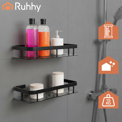 Ruhhy 23170 Bathroom Shelf Set, 2 pcs, Black