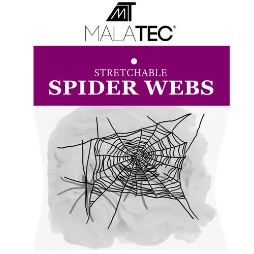 Malatec Artificial Spider Web with 2 Spiders, White