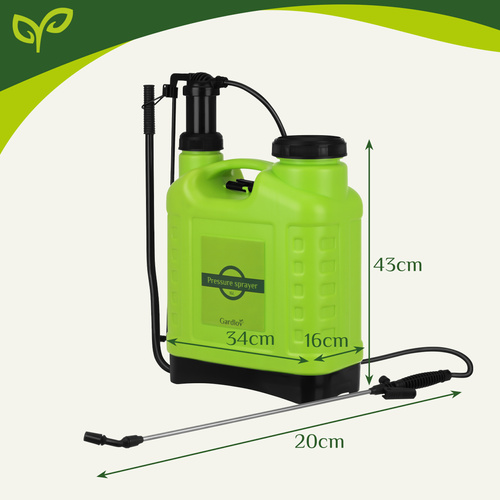 Gardlov 00025569 Backpack Pressure Sprayer, 16L, Green