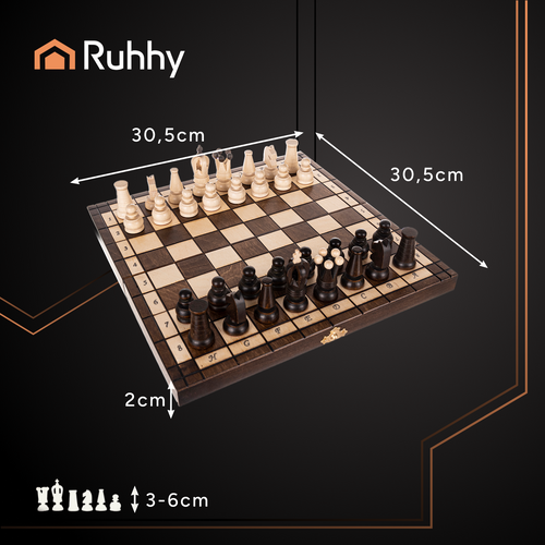 Ruhhy Wooden Chess Set 31x31 cm, Brown/Cream